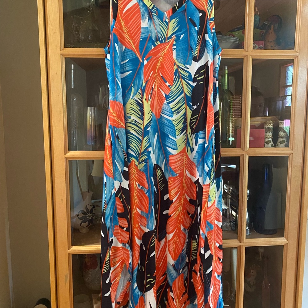 Orange Maxi Sundress with V-Neck for Resort Wear